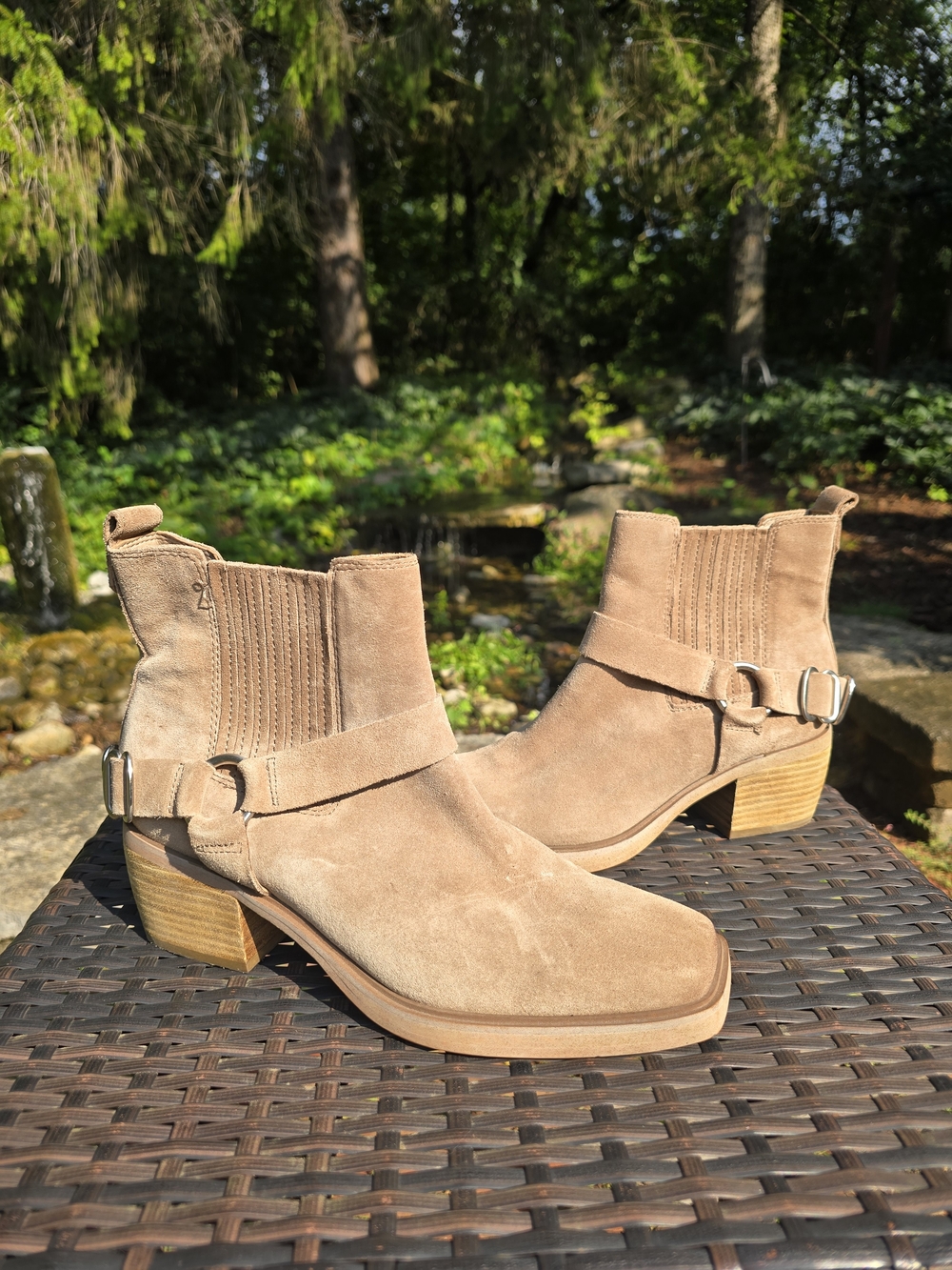 Sam Edelman Tan Suede Buckle Strap Ankle Boot Bellamie Boot EUC Brown Short Boot
